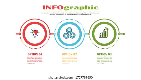 Infographics. Stock vector template of three stages. For web page design, charts, graphs, business plan and Finance, reporting and visual aid. Flat design.