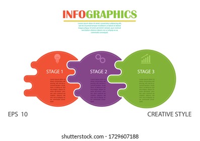 Infographics. Stock vector template of three stages. For web page design, charts, graphs, business plan and Finance, reporting and visual aid. Flat design.
