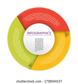Infographics. Stock vector template of three stages. For web page design, charts, graphs, business plan and Finance, reporting and visual aid. Flat design.
