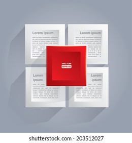 Antecedentes vectoriales de estilo infográfico con cubos blancos y rojos