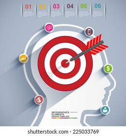 Infographics target brain vector design template