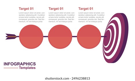 Infographics Target and three steps achievement illustration