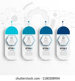 Infographics technology design vector and marketing icons can be used for workflow layout, diagram, annual report, web design. Business concept with 4 options, steps or processes.