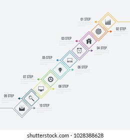 Infographics template 10 options. Data and information visualization. Dynamic infographics stylish geometric. element for design business invitations, gift cards, flyers and brochures