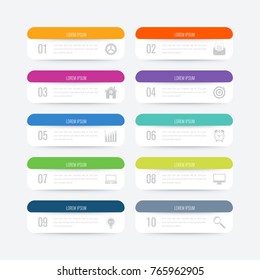 Infographics template 10 options. Data and information visualization. Dynamic infographics stylish geometric. element for design business invitations, gift cards, flyers and brochures