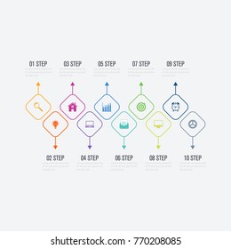 Infographics template 10 options. Data and information visualization. Dynamic infographics stylish geometric. element for design business invitations, gift cards, flyers and brochures