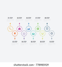 Infographics template 10 options. Data and information visualization. Dynamic infographics stylish geometric. element for design business invitations, gift cards, flyers and brochures