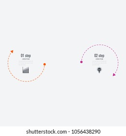 Infographics template 2 options with circle. Data and information visualization. Dynamic infographics stylish geometric. element for design business invitations, gift cards, flyers and brochures