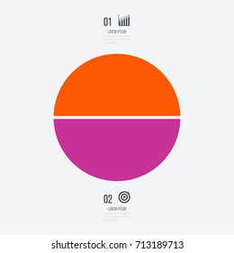 Infographics template 2 options with circle. Data and information visualization. Dynamic infographics stylish geometric. element for design business invitations, gift cards, flyers and brochures