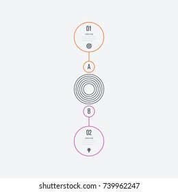 Infographics template 2 options with circle. Data and information visualization. Dynamic infographics stylish geometric. element for design business invitations, gift cards, flyers and brochures