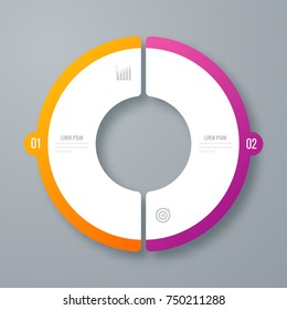 Infographics template 2 options with circle. Data and information visualization. Dynamic infographics stylish geometric. element for design business invitations, gift cards, flyers and brochures