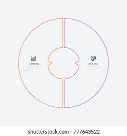 Infographics template 2 options with circle. Data and information visualization. Dynamic infographics stylish geometric. element for design business invitations, gift cards, flyers and brochures