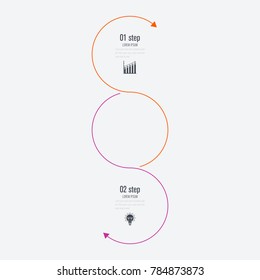Infographics template 2 options with circle. Data and information visualization. Dynamic infographics stylish geometric. element for design business invitations, gift cards, flyers and brochures