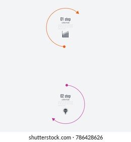 Infographics template 2 options with circle. Data and information visualization. Dynamic infographics stylish geometric. element for design business invitations, gift cards, flyers and brochures