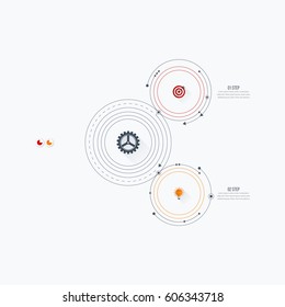 Infographics template 2 options with circles. Can be used for workflow layout, diagram, number options, step up options, web design, presentations
