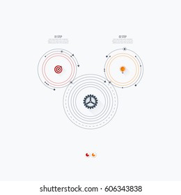 Infographics template 2 options with circles. Can be used for workflow layout, diagram, number options, step up options, web design, presentations