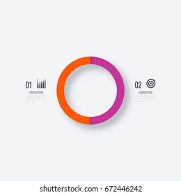 Infographics template 2 options with circles. Can be used for workflow layout, diagram, number options, step up options, web design, presentations