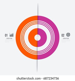 Infographics template 2 options with circles. Can be used for workflow layout, diagram, number options, step up options, web design, presentations
