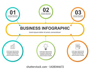 Infographics template 3 options with circle. Data and information visualization. Dynamic infographics stylish geometric. element for design business invitations, gift cards, flyers and brochures