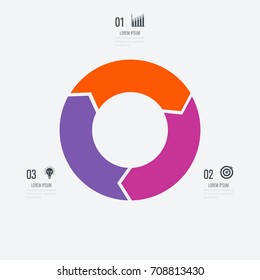 Infographics template 3 options with circle. Data and information visualization. Dynamic infographics stylish geometric. element for design business invitations, gift cards, flyers and brochures