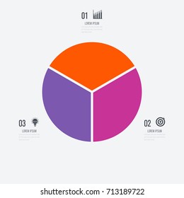 Infographics template 3 options with circle. Data and information visualization. Dynamic infographics stylish geometric. element for design business invitations, gift cards, flyers and brochures