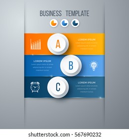 Infographics template 3 options with circles. Can be used for workflow layout, diagram, number options, step up options, web design, presentations