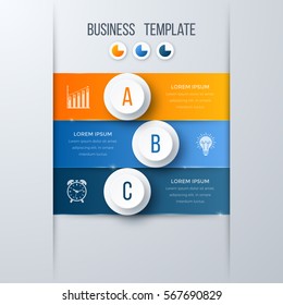 Infographics template 3 options with circles. Can be used for workflow layout, diagram, number options, step up options, web design, presentations