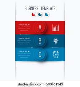 Infographics template 3 options with circles. Can be used for workflow layout, diagram, number options, step up options, web design, presentations