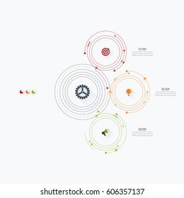 Infographics template 3 options with circles. Can be used for workflow layout, diagram, number options, step up options, web design, presentations