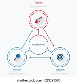 Infographics template 3 options with circles. Can be used for workflow layout, diagram, number options, step up options, web design, presentations