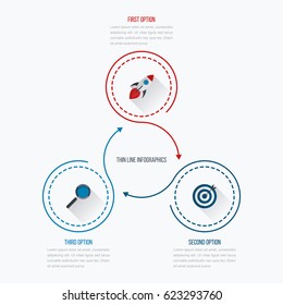Infographics template 3 options with circles. Can be used for workflow layout, diagram, number options, step up options, web design, presentations