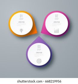 Infographics template 3 options with circles. Can be used for workflow layout, diagram, number options, step up options, web design, presentations