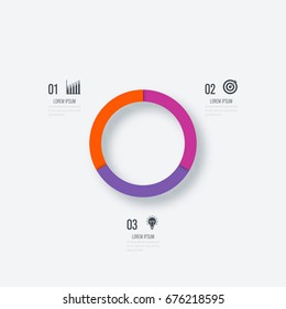 Infographics template 3 options with circles. Can be used for workflow layout, diagram, number options, step up options, web design, presentations