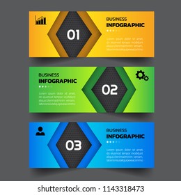 Infographics template 3 options with rectangle banner, can be used for workflow layout, diagram, website, corporate report, advertising, marketing. vector illustration.