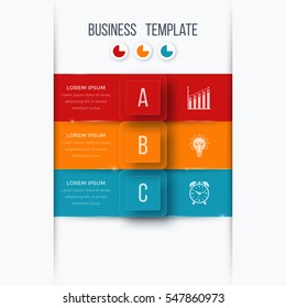 Infographics template 3 options with square. Can be used for workflow layout, diagram, number options, step up options, web design, presentations
