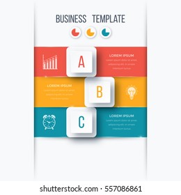Infographics template 3 options with square. Can be used for workflow layout, diagram, number options, step up options, web design, presentations