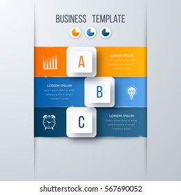 Infographics template 3 options with square. Can be used for workflow layout, diagram, number options, step up options, web design, presentations
