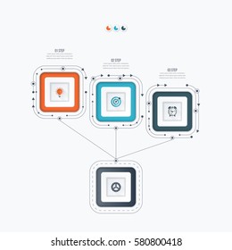 Infographics template 3 options with square. Can be used for workflow layout, diagram, number options, step up options, web design, presentations