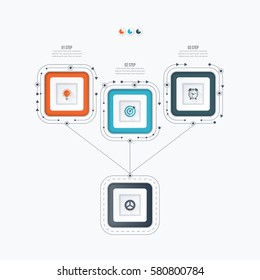 Infographics template 3 options with square. Can be used for workflow layout, diagram, number options, step up options, web design, presentations