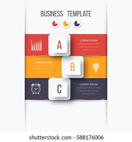 Infographics template 3 options with square. Can be used for workflow layout, diagram, number options, step up options, web design, presentations