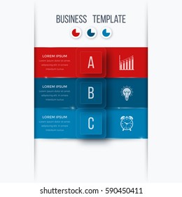 Infographics template 3 options with square. Can be used for workflow layout, diagram, number options, step up options, web design, presentations