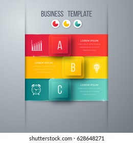 Infographics template 3 options with square. Can be used for workflow layout, diagram, number options, step up options, web design, presentations