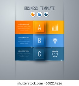 Infographics template 3 options with square. Can be used for workflow layout, diagram, number options, step up options, web design, presentations