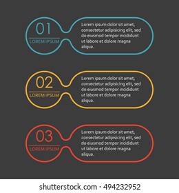 Infographics template with 3 steps, options, stages or levels. Vector illustration.