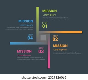 Infographics template with 4 labels, Can be used for workflow layout, diagram, business step options, banner, and web design. Vector eps.