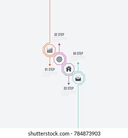 Infographics template 4 options with circle. Data and information visualization. Dynamic infographics stylish geometric. element for design business invitations, gift cards, flyers and brochures