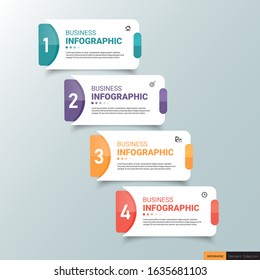 Infographics template 4 options with horizontal banner, can be used for workflow layout, diagram, website, corporate report, advertising, marketing. vector illustration.
