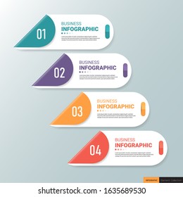 Infographics template 4 options with horizontal banner, can be used for workflow layout, diagram, website, corporate report, advertising, marketing. vector illustration.