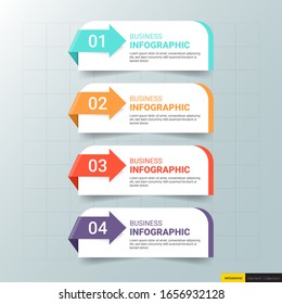 Infographics template 4 options with rectangle banner, can be used for workflow layout, diagram, website, corporate report, advertising, marketing. vector illustration.