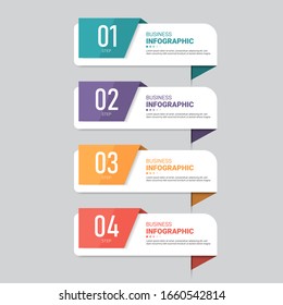 Infographics template 4 options with rectangle banner, can be used for workflow layout, diagram, website, corporate report, advertising, marketing. vector illustration.